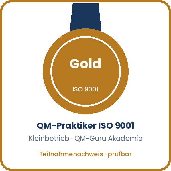 Badge Gold: QM-Praktiker ISO 9001 – Kleinbetrieb